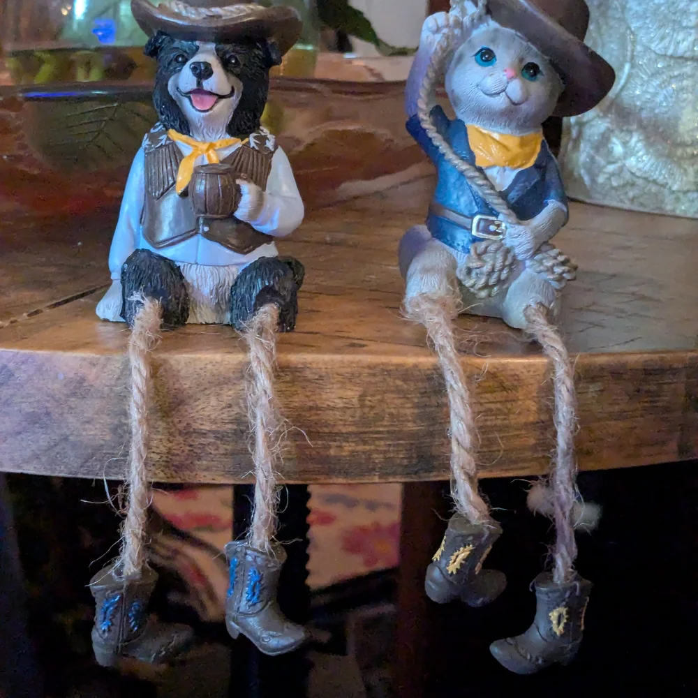 Cowboy Dog and Cat Figurine Set